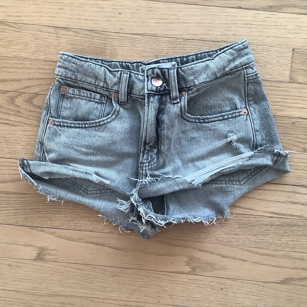 Garage Festival Gray Denim Jean Shorts Mid Rise